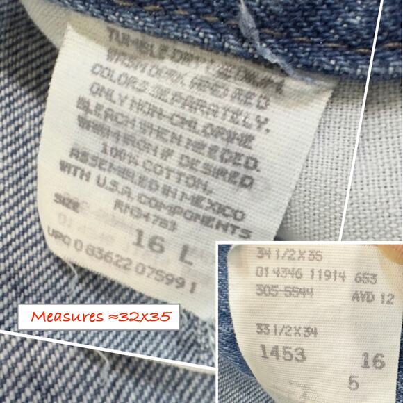 VTG 90s High Rise Mom Jeans Lee 16 Long Relaxed 32x35* Stonewash Retro Deadstock - Picture 8 of 16